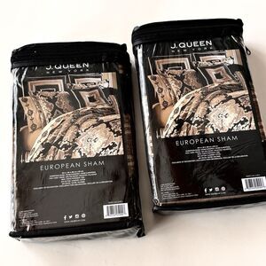 J Queen New York Bradshaw Black Euro Shams 26x26 Set Of 2 NEW